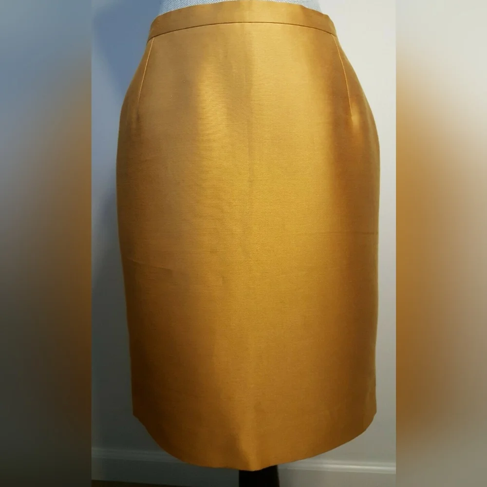 $1,990 OSCAR DE LA RENTA AVANT GARDE GOLD SILK LINED RUNW SKIRT US 8 - Picture 4 of 13